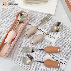 Scoops de café Spoon Instagram Style portable durable mignon de table en acier inoxydable facile à nettoyer beige