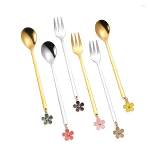 Caops Scoops Flower Spoon Accessories Spoons Cafe Cucharas Drinkware Small Scoop Mini Tea Gold Tiny Forks