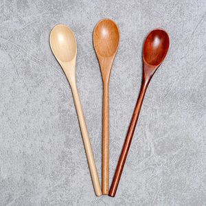 Koffiescheppen Japanse houten lange handgreep roerende lepel voor dessert honingmelk roer theelepels soep keuken servies accessoires