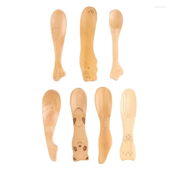 Cucharas de café LUDA, cuchara de madera con forma de animales de dibujos animados para niños, cucharas para agitar té, sopa, postre, herramientas de cocina