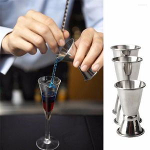 Koffiescheppen Meeteenheid Bars maken Cocktail Shakers Shaker Cup roestvrijstalen stalen jigger dubbele balk vloeistof metengereedschap