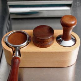 Coffee Scoops QWE123 TAMPER HOLDER WOOD FILTER SOURT Soutien de base Rack Rack Anti-Skid Mat Caférs Tampers GRI