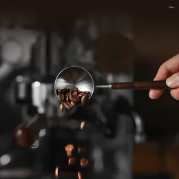 Coffee Scoops en acier inoxydable Noiure de noyer Spoon Spoon longue poignée quantitative Quantitative Ménage simple haut profil