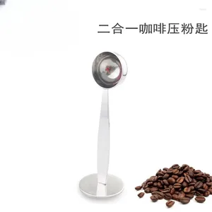 Coffee Scoops Two-in One Spoon Powder Press Poux en acier inoxydable Mesurer Volume Bean Special pressing