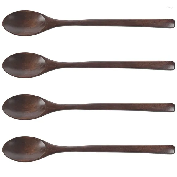 Cuillères à café en bois, 24 pièces, soupe en bois pour manger, mélange cuillère à Long manche avec ustensile de cuisine de Style japonais