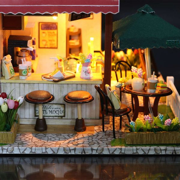 Coffee Shop Mini Doll Doy Small House Kit Salle de production Princess Toys, Décoration de la chambre à domicile avec meubles