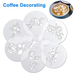 Koffiestencils Fancy koffieafdrukmodel schuimspray cake stencils koffie tekening cappuccino mal poedervormige zeef spuitgereedschap