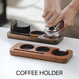 Koffie Tamper Mat Station Stand Filterhouder Houder Basisrek Walnoothout Voor 51MM 54MM 58MM Espresso Accessoires Barista 240327