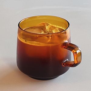 Koffie thee sets Amber Heat Resistent Glass Brown Mug Shop Latte Cup American