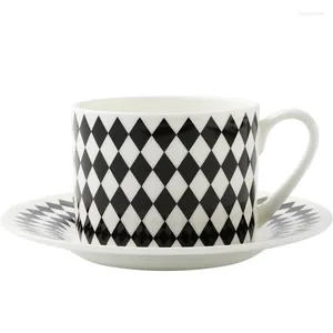 Café Thé Ensembles Bone China Tasse Et Soucoupe Ensemble Nordique Noir Blanc Géométrie Européen Créatif Simple Anglais Après-Midi