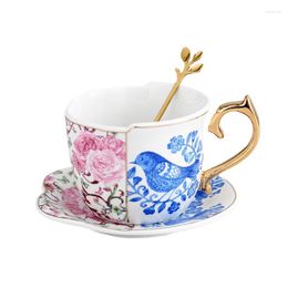 Coffee Tea Sets keramische beker en schotel set Noordse pastorale stijl Britse creatieve zwarte gouden handgreep middag