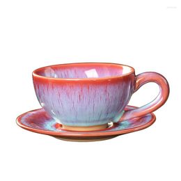 Service à café et à thé en céramique, changement de four, petite tasse de luxe européenne, service à vaisselle, glaçage brossé, cadeau Vintage