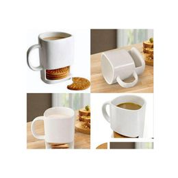 Ensembles de thé à café Ensemble de tasses en céramique Biscuits blancs Tasses à dessert au lait Tasses à biscuits latérales Support pour bureau à domicile 250 ml Zwl64Wll Dro Dhtgl