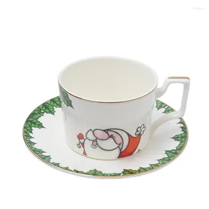 Juegos de té y café Taza de Navidad Tarde y platillo Serie Regalo de China de hueso