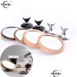 Juegos de té de café Juegos de té de café Lente espresso Observación de caudal Observación Base de madera Espejo reflectante de manipulación magnética para C Dhgarden Dhnv6