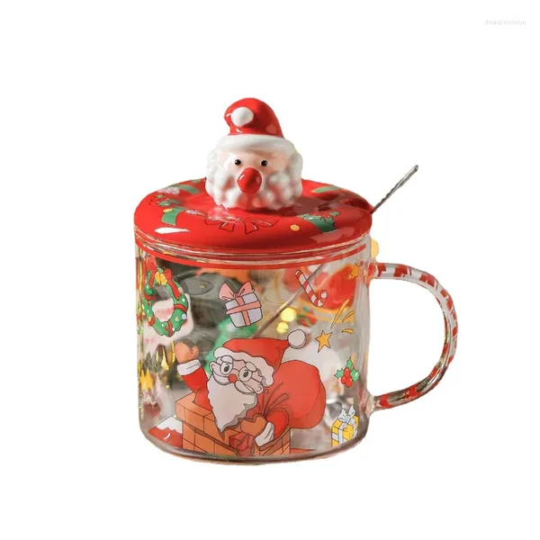 Juegos de té de café taza de regalo de taza de pastel de imitación de vidrio de Navidad de dibujos animados lindo