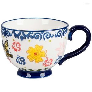 Coffee Tea Sets Oatmeal Cup Breakfast Milk Large Capacity European Simple Retro Ceramic Mug Household