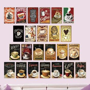 Koffie thee metaal schilderteken plaque metaal vintage shabby chic tin bord metalen poster decoratieve ijzeren plaat keuken muur decor 30x20cm w03