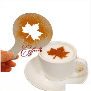 Outils de thé de café 16pcs / Set Moule Gâteau au lait Cupcake Modèle de pochoir Cappuccino Gusto Strew Pad Duster Spray G1206297X Drop Delivery Hom Dhj6U