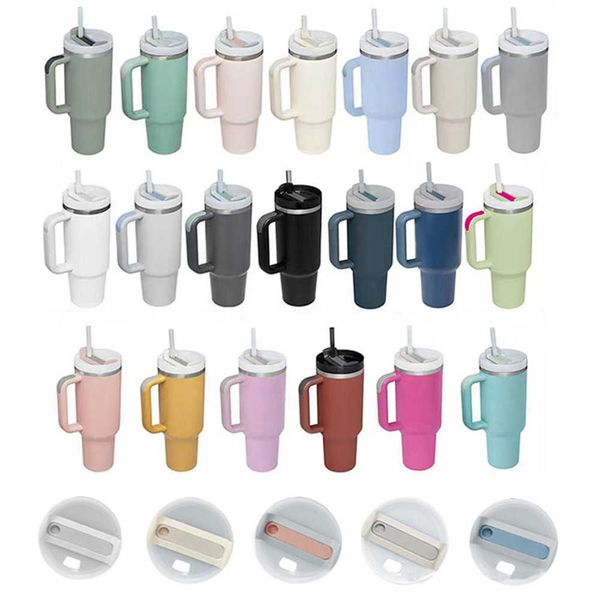 Coffee Tea Tools Vaso de 40 oz con tapa con asa y pajita Taza de viaje Dupe aislada de acero inoxidable Taza de café fría para agua fría y caliente 40 oz P230509