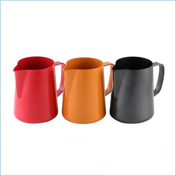 Herramientas de té de café Taza de café de 400 ml Jarra de espuma de acero inoxidable Latte Art Milk Foam Tool Espresso Jug Drop Delivery Home Garden Dhttg