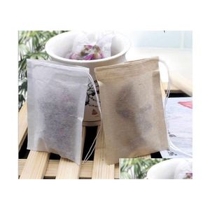 Outils à thé à café 6x8cm Filtres non blanchis Sacs en bois PP Dstring Sac de couleur marron blanc Livraison directe Maison Jardin Cuisine Dinin Dhxef