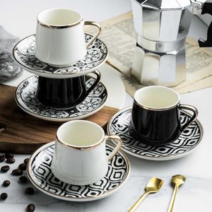 Coffee Tea Tools Toevoegen aan wensenlijst 80 ml Turkse espressopopjes met schotel keramische beker set voor zwarte thee keuken koffie dranken