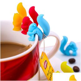 Outils de thé de café Mignon Escargot Forme d'écureuil Sile Porte-sachet de thé Tasse Clip Couleurs de bonbons Ensemble cadeau Bons outils de thés Infuser 5 DBC Drop Dhz30