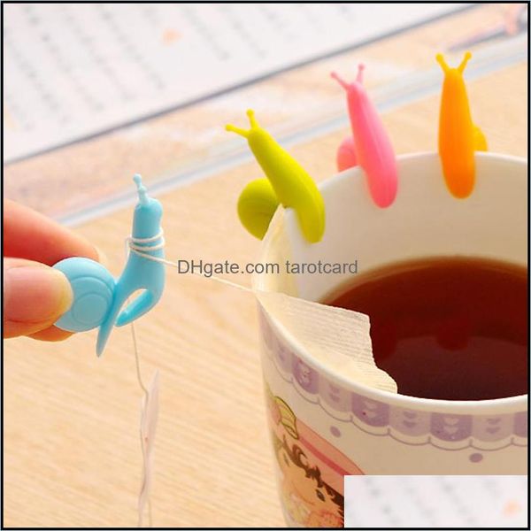 Caffè Utensili da tè Bicchieri Cucina, Sala da pranzo Bar Casa Giardino Lumaca Forma di scoiattolo Sile Portaborse Tazza Tazza Clip Caramelle Colori Set regalo Buono Te