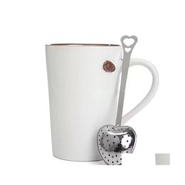 Outils de thé de café en forme de coeur Infuseur Boule de maille Passoire en acier inoxydable Cuillère de verrouillage à base de plantes Poignée plus raide Table de douche Outil Drop Deli Dhcrx