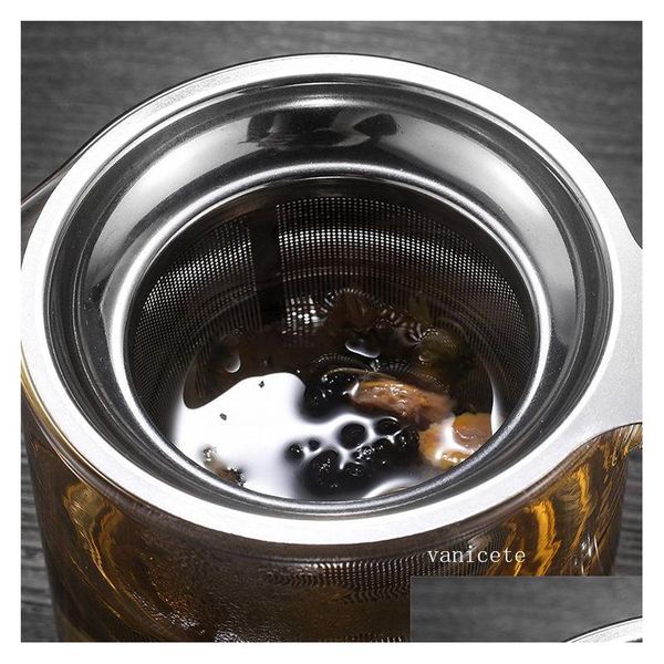 Outils de thé de café Accueil Filtres réutilisables en acier inoxydable Panier d'infuseur de maille Filtre d'infuseurs de feuilles mobiles pour accessoires de théière de tasse Dhx5V
