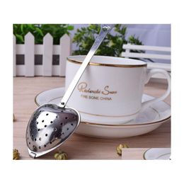 Café Thé Outils Belle Forme De Coeur Infuseur En Acier Inoxydable Boule Réutilisable Cuillère Passoire Plus Rigide Poignée Douche Mignon Filtre Goutte De Dhprv