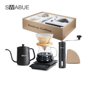 Juego de herramientas para café y té, accesorios, molinillo Manual, olla de vidrio con filtro, gotero, hervidor de cuello de cisne, Kit de Barista especializado 230508