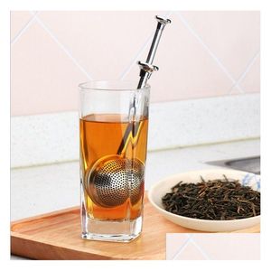 Herramientas de té de café Colador Bola Empuje Té-Infusor Herramienta de hoja suelta Cucharadita de hierbas Filtro Difusor Hogar Cocina Bar Drinkware Stainle Otaqg