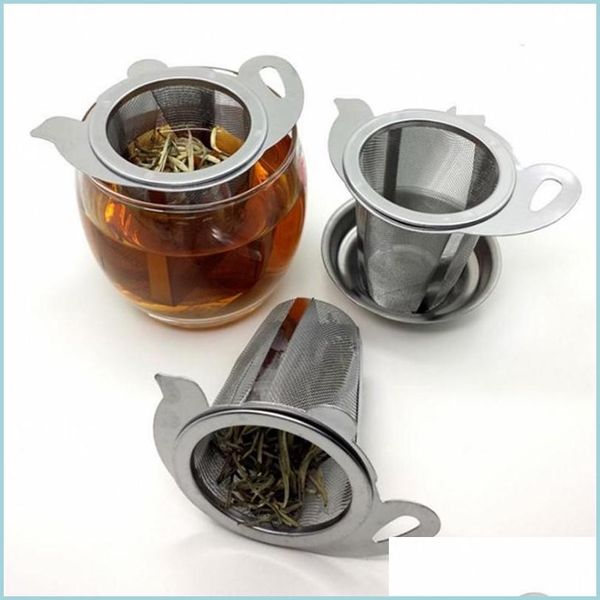 Herramientas de té de café Infusor de metal de malla de té Filtro de hoja de colador de taza de acero inoxidable con Er Nuevos accesorios de cocina Infusores 417 N2 Dro Dh8Ie