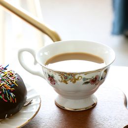 Tasse à Cappuccino en porcelaine fine de 220ML, avec soucoupe, tasse à Latte Noble, ensemble de tasses à thé anglaises, décoration de la maison