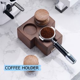 Sets CoffeWare Portafilter Portafilter Walnut Wood Tamper Supporter 515358mm MM MAT MAT STANDE CAFEO TAMPING ACCESORIOS DE CAFÉ 230712