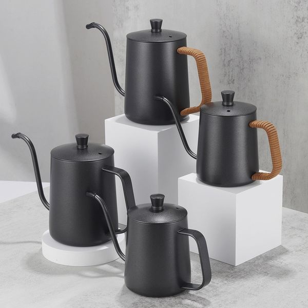 Ensembles de vaisselle Bouilloire goutte à goutte 350 ml 600 ml Cafetière Théière Revêtement antiadhésif en acier inoxydable de qualité alimentaire Col de cygne Goutte à goutte Bouilloire Col de cygne Bouche mince 230628