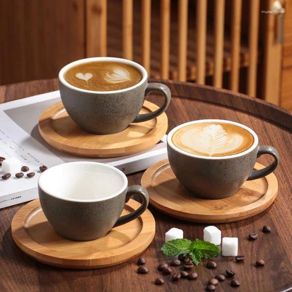 Coffeware Sets European Ceramic Coffee Cup and Plath Set Vintage Rough Pottery Exquisito italiano Concentrado Cappuccino Latte