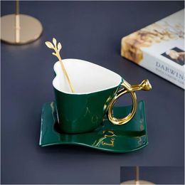 Coffeware Sets Nordic Coffee Mug Home Light Luxury Hanging Ears Love Ceramic Original Breakfast Cup Set High-Value Tumbler Tea Cups Ta Dhpow