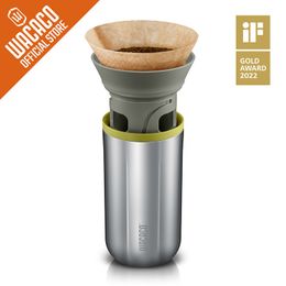 Koffiesets WACACO Cuppamoka koffiepot draagbaar filterkoffiezetapparaat met 10 conus papieren filter roestvrij staal overgiet koffiezetapparaat 230628