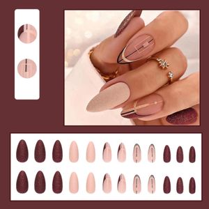 Coffin nagelstips voor acryl nagels Medium flits kleur poeder matte textuur slijtage nagel lang heldere acryl nagels kist gevormd