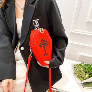 Cercer Forme Pursehandbag Retro Gothic Small Satchel Halloween Novelty Cross Bag pour femmes Pu Ghost Crossbody Bag