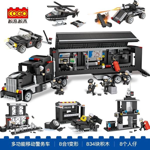 COGO blocs de construction petite boîte puzzle pour enfants assemblage jouets police militaire SWAT voiture modèle d'avion