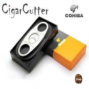 COHIBA ciseaux à cigares coupe-cigare à double tranchant en acier inoxydable portable cigare accessoires cubains cadeau pour hommes A9M0
