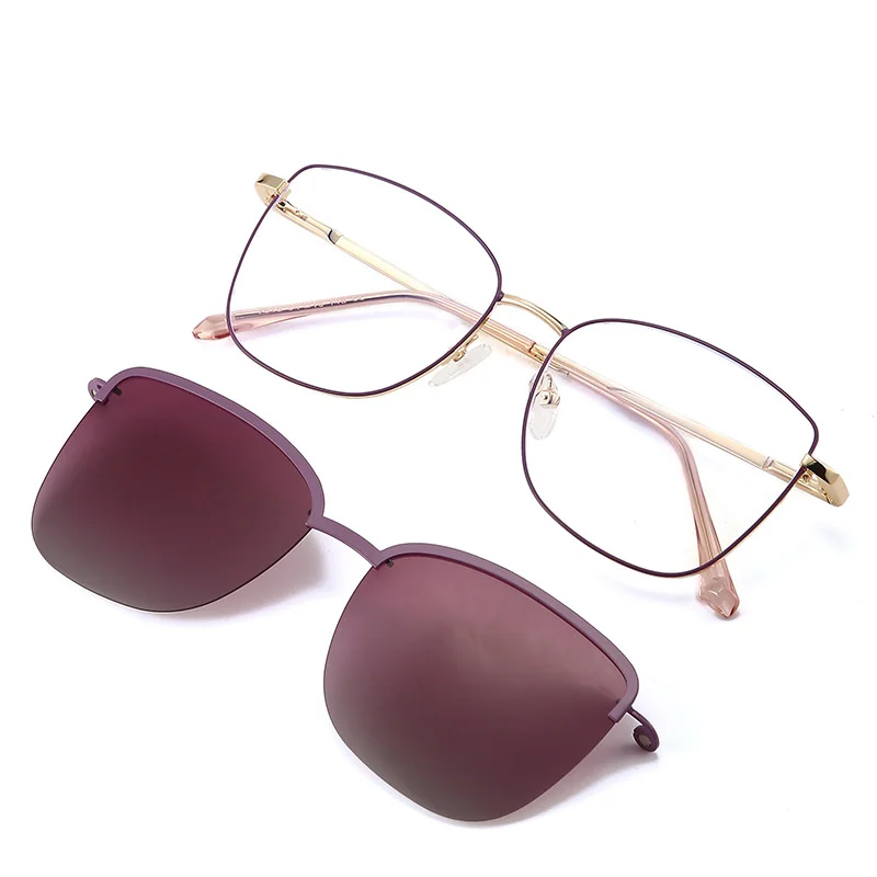 Cohk 2 в 1 настраиваемые поляризованные оптические магнитные солнцезащитные очки для женских клип -магнит на солнце стекла Клип Металлические очки рама рамы