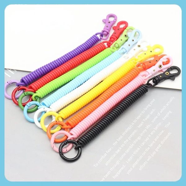 Coil Springs Keychain Stretchy Spiral Spring Coil Springs rétractables Springs Keychain avec porte-clés de fermoir en métal Lanyard