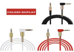 Stéréo enroulé O Câble O 3,5 mm Male à mâle Male Universal Cord Câbles auxiliaires pour les haut-parleurs Bluetooth Coffre-tors