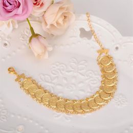 munt 18 K Solid Fine G F Goud Islamitische Moslim Armband Vrouwen Mannen Arabische Land Midden-Oosten Jewelry235h
