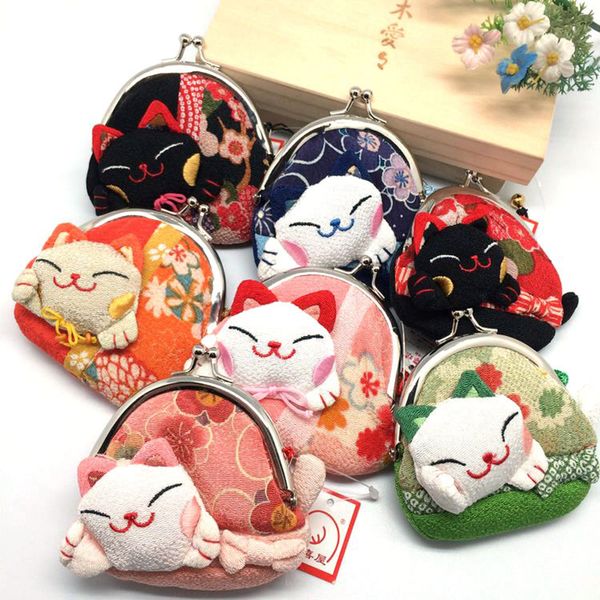 Porte-monnaie porte-monnaie japon japonais Kimono chat poisson porte-monnaie porte-bonheur sacs de rangement sacs de maquillage étui